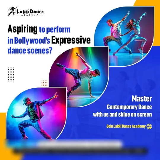 Dance academy post: “Aspiring to perform in Bollywood’s expressive dance scenes?” with dancers in motion